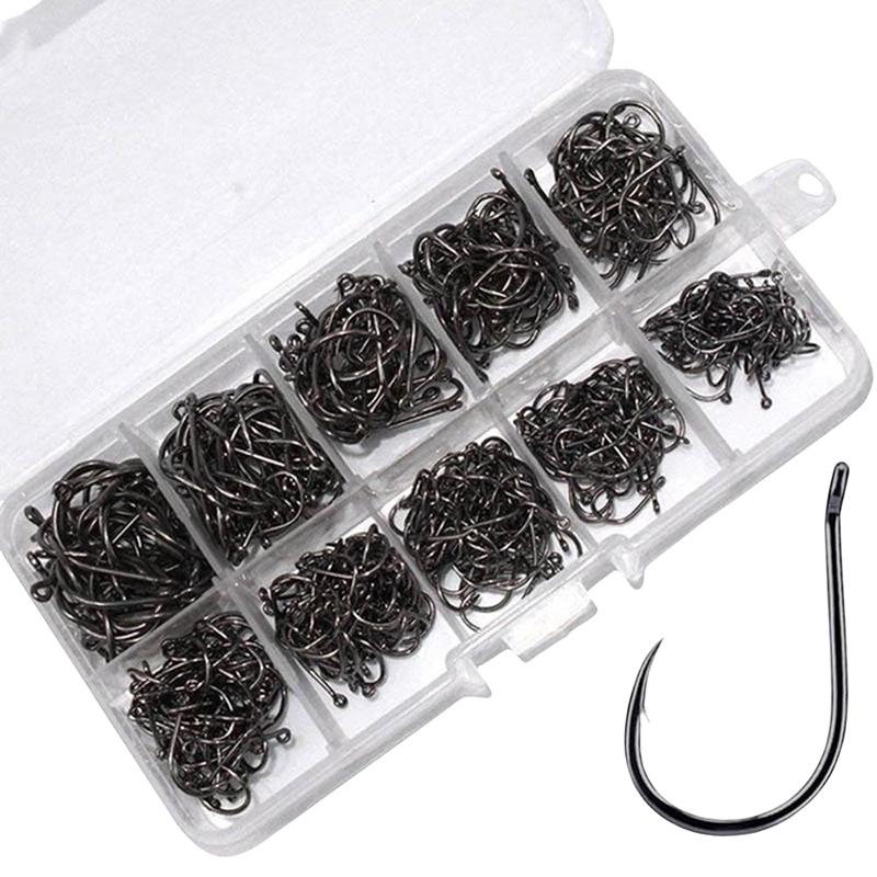 Fishing Equipment Jet - 100-500 Stück Angelhaken-Set aus Hochkohlenstoffstahl, scharfe,